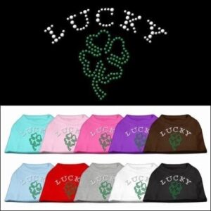 Lucky Four Leaf Clover Outline Rhinestone Dog Tank Top | The Pet Boutique