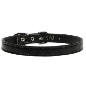 Faux Snake Skin 3/8" Plain Dog Collar - Black | The Pet Boutique