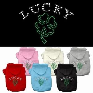 Four Leaf Clover Outline Rhinestone Dog Hoodie | The Pet Boutique