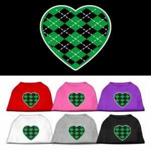 Green Argyle Heart Screen Print Dog Shirt | The Pet Boutique