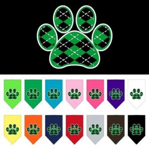 Green Argyle Paw Screen Print Pet Bandana | The Pet Boutique