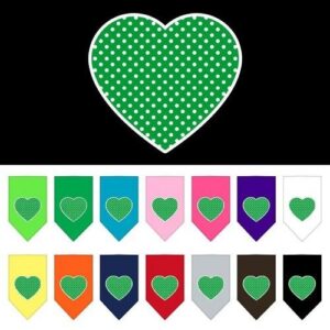 Green Swiss Dot Heart Screen Print Pet Bandana | The Pet Boutique