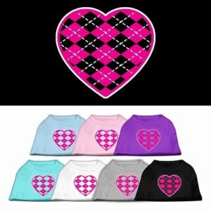 Pink Argyle Heart Screen Print Dog Shirt | The Pet Boutique