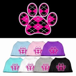 Pink Argyle Paw Screen Print Dog Shirt | The Pet Boutique