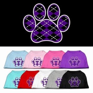 Purple Argyle Paw Screen Print Dog Shirt | The Pet Boutique