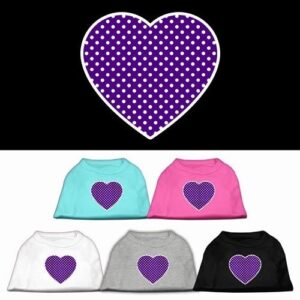 Purple Swiss Dot Heart Screen Print Dog Shirt | The Pet Boutique