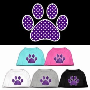Purple Swiss Dot Paw Screen Print Dog Shirt | The Pet Boutique