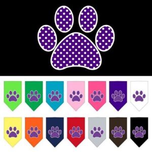 Purple Swiss Dot Paw Screen Print Pet Bandana | The Pet Boutique