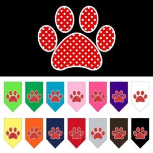Red Swiss Dot Paw Screen Print Pet Bandana | The Pet Boutique