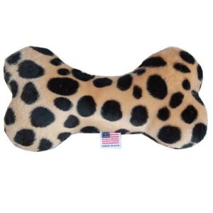 6" Plush Bone Dog Toy - Leopard - Brown | The Pet Boutique