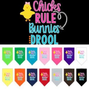 Chicks Rule Bunnies Drool Screen Print Pet Bandana | The Pet Boutique
