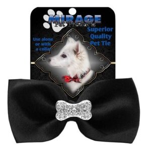 Crystal Bone Widget Pet Bow Tie - Black | The Pet Boutique