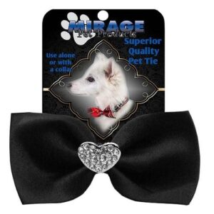 Crystal Heart Widget Pet Bow Tie - Black | The Pet Boutique
