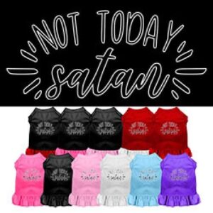 Not Today Satan Screen Print Dog Dress | The Pet Boutique