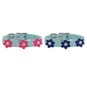 Flower Leather Dog Collar - Baby Blue | The Pet Boutique