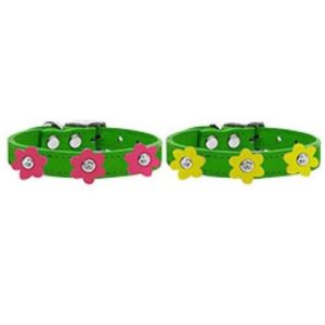 Flower Leather Dog Collar - Emerald Green | The Pet Boutique