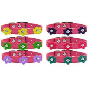 Flower Leather Dog Collar - Pink | The Pet Boutique