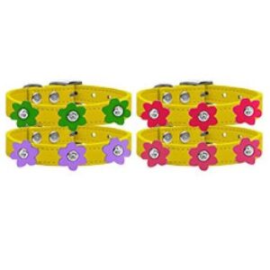 Flower Leather Dog Collar - Yellow | The Pet Boutique