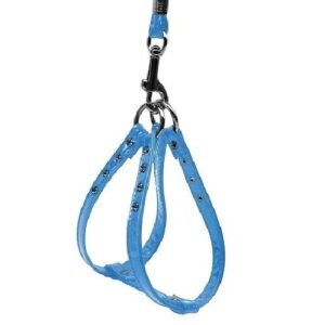 Glossy Patent Step-In Dog Harness - Baby Blue | The Pet Boutique