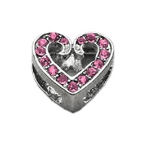 10mm Slider Scripty Heart Collar Charm - Pink | The Pet Boutique