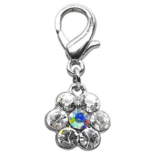 Lobster Claw Flower Collar Charm - Clear | The Pet Boutique