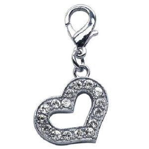 Lobster Claw Heart Collar Charm - Clear | The Pet Boutique