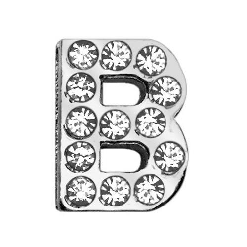 18mm Clear Crystal Letter Sliding Collar Charm - B | The Pet Boutique
