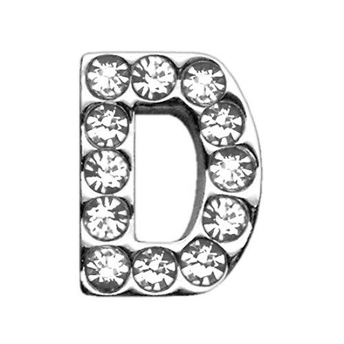 18mm Clear Crystal Letter Sliding Collar Charm - D | The Pet Boutique