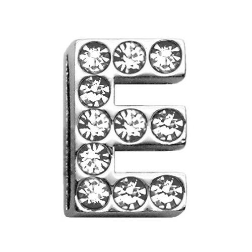 18mm Clear Crystal Letter Sliding Collar Charm - E | The Pet Boutique