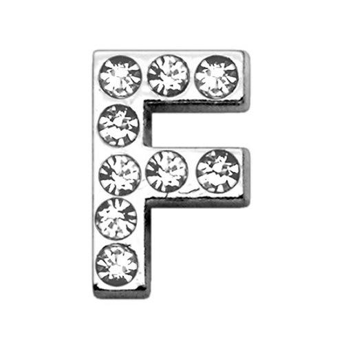 18mm Clear Crystal Letter Sliding Collar Charm - F | The Pet Boutique