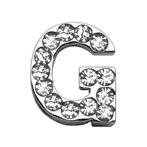 18mm Clear Crystal Letter Sliding Collar Charm - G | The Pet Boutique
