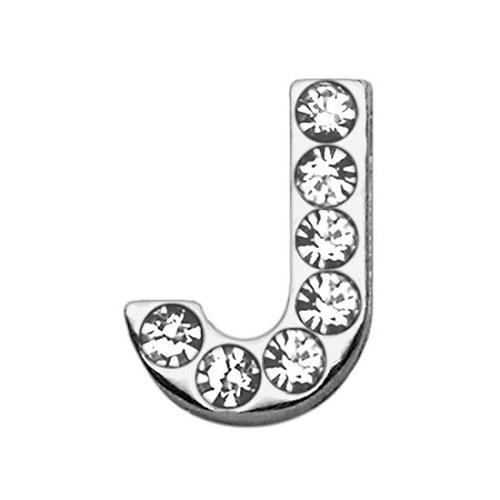 18mm Clear Crystal Letter Sliding Collar Charm - J | The Pet Boutique