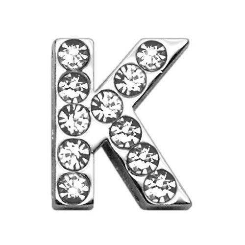 18mm Clear Crystal Letter Sliding Collar Charm - K | The Pet Boutique
