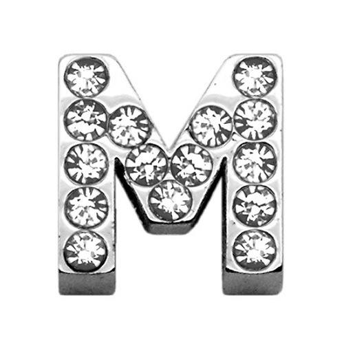 18mm Clear Crystal Letter Sliding Collar Charm - M | The Pet Boutique