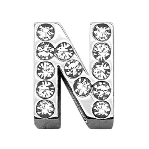 18mm Clear Crystal Letter Sliding Collar Charm - N | The Pet Boutique