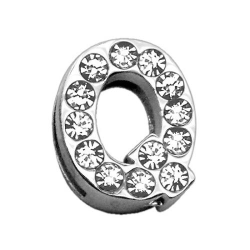 18mm Clear Crystal Letter Sliding Collar Charm - Q | The Pet Boutique