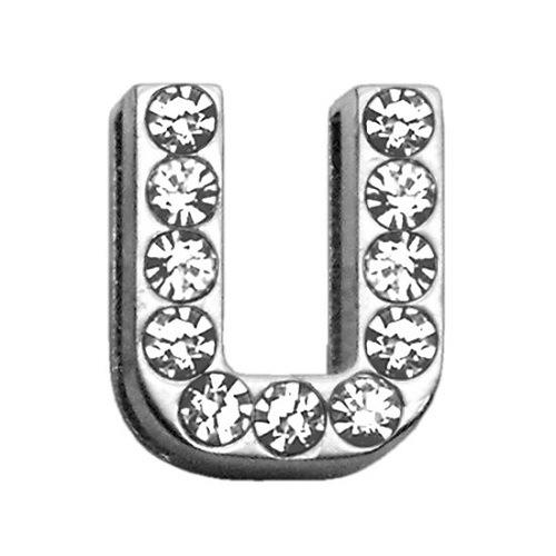 18mm Clear Crystal Letter Sliding Collar Charm - U | The Pet Boutique
