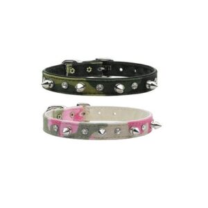 Crystal and Spike Camo Dog Collar | The Pet Boutique