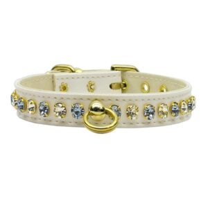 Deluxe Dog Collar - White with Light Blue Stones | The Pet Boutique