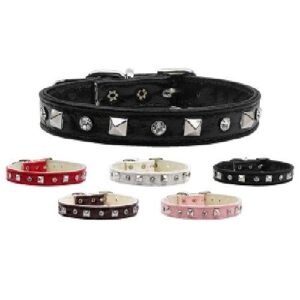 Faux Snake Skin Crystal and Pyramid Dog Collar | The Pet Boutique