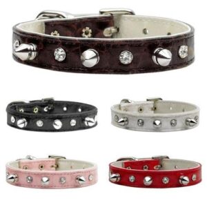 Faux Snake Skin Crystal and Spike Dog Collar | The Pet Boutique