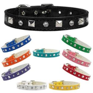 Just the Basics Crystal and Pyramid Dog Collar | The Pet Boutique