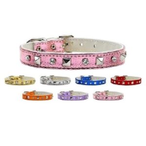 Metallic Crystal and Pyramid Dog Collar | The Pet Boutique