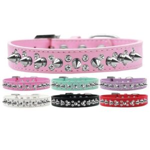 Patent Double Crystal and Spike Dog Collar | The Pet Boutique