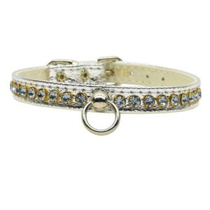 Petite Rhinestone Dog Collar - Silver with Light Blue Stones | The Pet Boutique