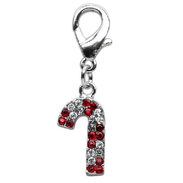 Holiday Lobster Claw Pet Collar Charm - Zipper Pull - Candy Cane | The Pet Boutique