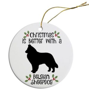 Round Christmas Ornament - Belgian Sheepdog | The Pet Boutique