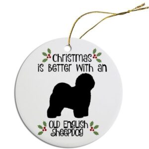 Round Christmas Ornament - Old English Sheepdog | The Pet Boutique